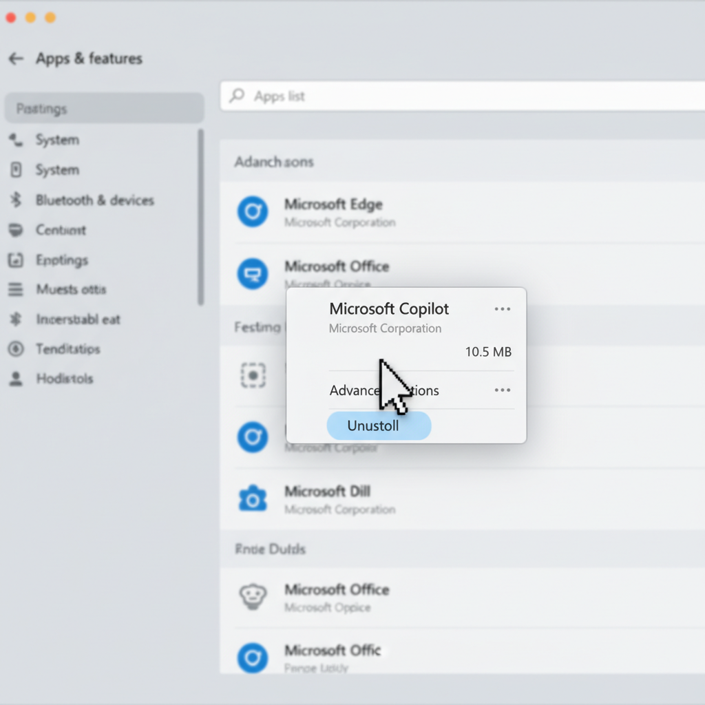 ustawienia odinstaluj copilot