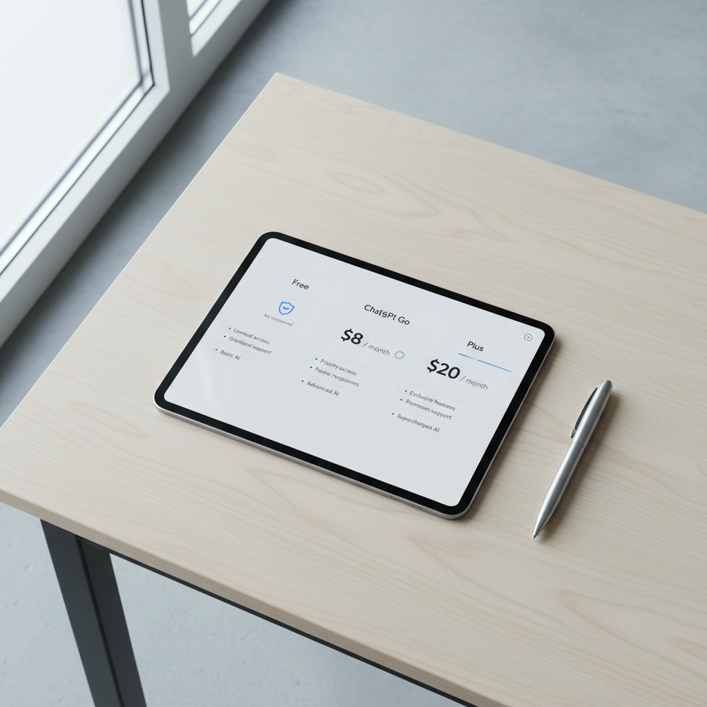 chatgpt pricing tiers on tablet