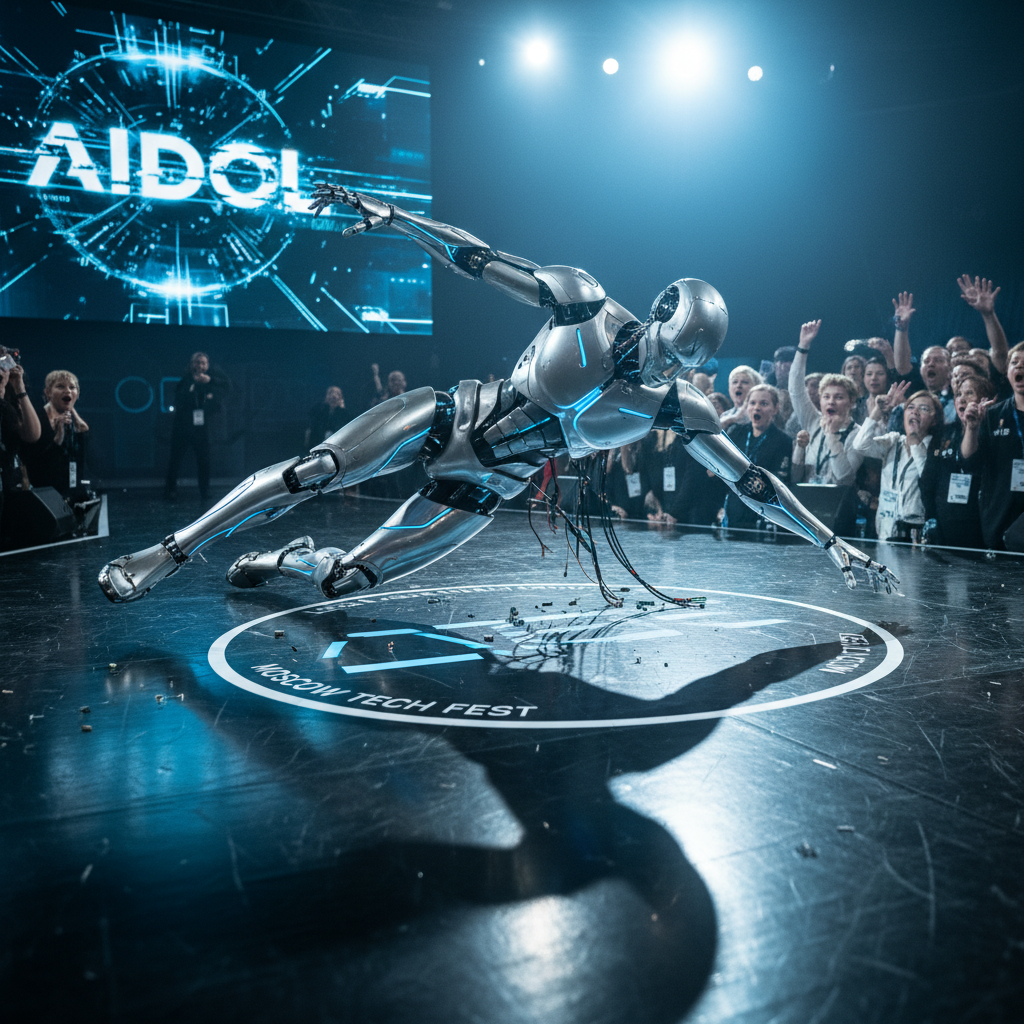 Rosyjski robot zalicza glebę: Dramatyczny upadek AIdol podczas moskiewskiego debiutu